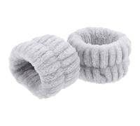 Healvian Pulseras para Lavado Facial y Spa 2 Unidades Tamaño Único Franela Absorbente para Mujeres Uso en Baño y Maquillaje Conjunto de Muñequera Gris