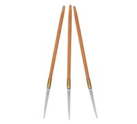 Healvian Raspador de Pelos de Oídos Profesional de Acero Inoxidable con Mango de Bambú, 3 Piezas, Cuchillo Recto para Eliminación Precisa de Cerumen y Vello, Herramienta Higiénica