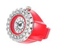 Healvian Reloj de anillo de dedo mirar reloj para niñas ver mujeres oro pequeño reloj de anillo ajustable reloj de anillo para mujer anillos de mujer anillo de reloj Vidrio rojo
