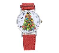 Healvian Reloj de Mujer con Diseño Navideño de Árbol de Navidad Reloj de Pulsera Elegante Inoxidable Resistente al y Cómodo para Estudiantes y Diario Correa Metálica Roja Resistente