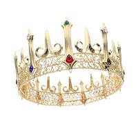 Healvian Retro Gothic Alloy Crown With Rhinestones Handmade Costume Headpiece For Themed Parties Masquerades And Role Playing Events