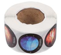 Healvian Rollo de 500 Pegatinas Autoadhesivas del Sistema Solar, Redondas de 2,5 Cm, Diseños de Planetas Coloridos, para Material Escolar, Sobres y Recompensas en Aula