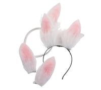 Healvian Set de Accesorios el Cabello con Orejas de Conejo Peludas, Diadema Suave de Color Claro, Pinzas de Felpa para Niñas, Adecuado para Cosplay, Fiestas y Búsqueda de Huevos