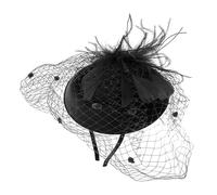 Healvian sombrero de tocado de novia red nupcial sombrero de boda accesorio para el cabello de la boda formal tocados de diadema para mujer sombrero de banquete de mujer Malla Negro