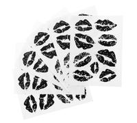 Healvian Tatuajes Temporales Papel Aplicación Sencilla y Cómodo de Huellas de Labios Negros Pack de 6 Hojas para Diversas Ocasiones