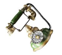 Healvian Teléfono Decorativo de Resina Artesanal Verde Modelo Vintage Europeo Disco Giratorio Teléfono Fijo Retro para Decoración de Hogar Sala y Vinoteca Antiguo Elegante