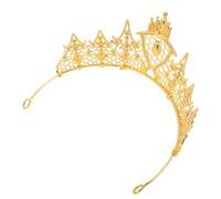 Healvian Tiara Dorada de Aleación Incrustaciones de Cristal para Novias y Damas, Diseño Elegante y Cómodo para Bodas, Fiestas Nupciales y Concursos de Reinas