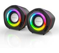 HEANTTV Altavoz de Ordenador, Mini Altavoz con estéreo 6W USB Powered 3.5mm AUX-in Altavoz portátil para PC, portátil, Notebook, Escritorio (Negro) (Multicolor)