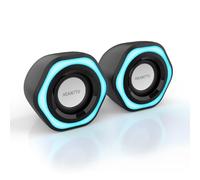 HEANTTV Altavoz de Ordenador, Mini Altavoz con estéreo USB Powered 3.5mm AUX-in Altavoz portátil para PC, portátil, Notebook, Escritorio (Negro) (USB+3.5MM)