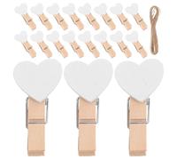 HEANUJJ 100 Mini Pinzas de Madera con Forma de Corazón de Color Claro de 3 Cm, Set de 100 Unidades con Cuerda de Yute para Colgar Fotos, Clips para Colgar Cuadros y Notas, Decoración DIY