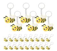 HEANUJJ 24 Piezas Llavero Creativo Colgante de Abeja en Forma de Insecto Amarillo, Material Pvc y Metal, Ligero y Decorativo para Mochila o Bolso, Obsequio Original