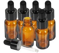 HEANUJJ 6 Botellas de Aceite Esencial de Vidrio con Escala y Fondo Antideslizante, 10ml Cada, Ideales para Viajes y Uso Portátil