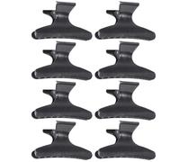 HEANUJJ 8 Pinzas Cabello Negras de Plástico Diseño de Dientes Fijos para Peluquería Profesional y Secado en Salón de Belleza