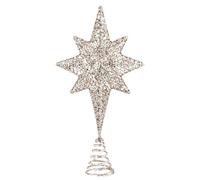 HEANUJJ Adorno Copa del Árbol de Navidad Estrella de Ocho Puntas Metálica Dorado Claro 16x30 Cm Decoración Navideña para Árbol Pequeño y Festivales