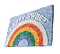HEANUJJ Alfombrilla de Baño Antideslizante Absorbente de Felpa, Tapete para Hogar 40x60 Cm, Diseño Arcoíris Color Azul Claro, Adecuado para Baño y Ducha