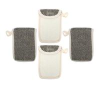 HEANUJJ Bolsas de Jabón de Lino Negro 4 Piezas para Ducha y Baño Bolsa Portátil Multifunción Red Espumosa para Jabón Casero Secado Rápido y Exfoliante para Piel