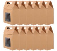 HEANUJJ Bolsas de Papel Kraft con Ventana para Regalos Unidades para Eventos y Empaques de Dulces Snacks y Galletas sin Asas Diseño Minimalista para Tienda y Negocio Pequeño