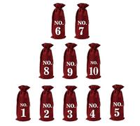 HEANUJJ Bolsas de Yute para Vino Números 1-10 Juego de 10 Unidades en Color Vino Rojo Reutilizables y Prácticas para Fiestas Banquetes y Regalos Funda Bolsa