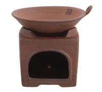 HEANUJJ Calentador de Té de Cerámica Tosca Cuadrado 3 Piezas, Base Rústica para Tetera, Difusor de Aceite Perfumado y Quemador de Velas para Uso en Casa y Salón de Té