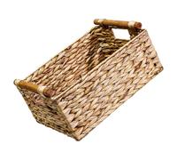 HEANUJJ Cesta de Almacenamiento Tejida de Ratán Sintético Marrón Base Plana, Cesta Decorativa y Funcional para Guardar Juguetes y Pan en Escritorio o Habitación