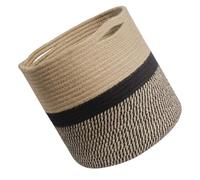 HEANUJJ Cesta Redonda de Almacenamiento de 30 Cm, Cesta Organizadora Trenzada de Algodón para Ropa y Artículos Varios, Maceta Decorativa Amarilla y Negra para Hogar y Oficina