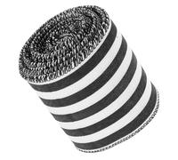 HEANUJJ Cinta Decorativa Borde de Alambre 6,3 Cm X 9,14 M, Cinta a Rayas en Tonos Claros y Negros de Poliéster Estilo Rústico para Envolver Regalos, Lazos para Cesta y Adornos de Navidad