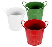 HEANUJJ Cubo Metálico de Hierro 3 Piezas para Snacks Mango Ergonómico, Mini Cubo Portátil para Patatas Fritas, Cubitera para Hielo, Adecuado para Bares y Restauración, Colores