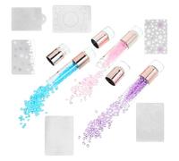 HEANUJJ Estampador de Uñas de Silicona Doble Cabeza 3 Piezas para Decoración de Uñas, Plantilla Acrílica Colorida, Herramienta para Manicura, Sello Stamping y Kit Color Color Aleatorio