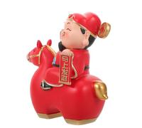 HEANUJJ Estatua de Resina del Dios Riqueza Montando Caballo Rojo para Decoración Festiva Año Lunar, Figura Auspiciosa Que Mejora el Ambiente y Aporta Brillo