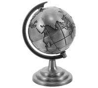HEANUJJ Globo Terráqueo Giratorio de Metal Vintage Mini Gris para Decoración de Escritorio y Oficina, Adorno Educativo Interactivo Base Estable, Globo para Decoración de Mesa