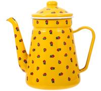 HEANUJJ Hervidor de Esmalte de 1,5 Litros Amarillo con Mango Resistente al Calor, Tetera Vintage para Café y Agua, Adecuado para Hogar, Oficina y Uso en Cocina Doméstica