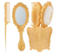 HEANUJJ Juego de 5 Piezas de Cepillos y Peines Cabello, Soporte Organizador Dorado, Cepillo de Pelo de Salón y Peine para Peluquería, Adecuado para Uso Personal y Profesional