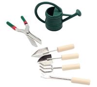 HEANUJJ Juego de Herramientas de Jardín en Miniatura para Casa de Muñecas Accesorios Decorativos de Jardín Regadera Tijeras y Pala Material Duradero y Tamaño Pequeño para Decoración y