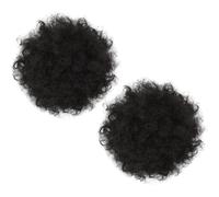 HEANUJJ Moño Rizado Afro Postizo 15Cm 2 Piezas de Extensiones de Cabello Sintético de Alta Temperatura Accesorio Cabello de Mujer Coleteros para Moños Tocado para Fiesta y Uso Diario
