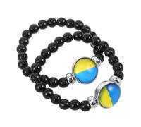 HEANUJJ Pulsera Temática de Bandera Ucraniana 2 Piezas, Pulsera de Cuentas Cabujón Esmaltado, Accesorio Portátil para Día Nacional y Fiestas, Joyería Cultural para Hombres y Mujeres