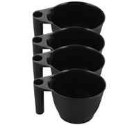 HEANUJJ Recipiente Negro de Plástico para Mezclar Tinte de Cabello con Asa Ergonómica, Fácil de Limpiar, Paquete de 4 Piezas Adecuado para Salones de Peluquería y Barberías