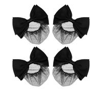 HEANUJJ Redes Cabello Moño y Clips de Malla Elástica, 4 Piezas Diseño de Lazo para Fiestas y Bodas