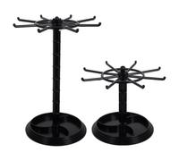 HEANUJJ Soporte Giratorio para Exhibición de Joyas 2 Piezas, Organizador de Escritorio Negro Dos Niveles, Adecuado para Llaveros, Pendientes y Pulseras, Estante Compacto para Hogar