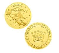 Heanvmyss Monedas de Hadas de Dientes,2 Piezas Monedas de Oro con Diferentes Patrones en el Anverso y Reverso,Juguetes Moneda de Colección,Regalos para Diente Perdido Niños y Niñas
