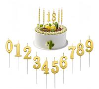Heanvmyss Vela de Cumpleaños con Números 0-9,10 Piezas 3D Velas de Pastel Divertidas,Velas Decorativas Doradas para Aniversario,Fiesta