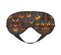 Heaps of Orange - Antifaz para dormir de seda de imitación de mariposas monarca - Relajación con correa elástica ajustable - Ideal para viajes y sueño profundo