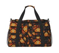 Heaps of Orange - Bolsa de lona grande con estampado de mariposas monarca para mujer, bolsa de viaje de fin de semana para mujer, bolsa de mano, Negro -, Talla única