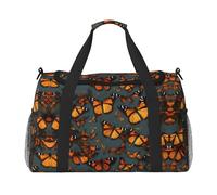 Heaps of Orange - Bolsa de lona grande con estampado de mariposas monarca para mujer, bolsa de viaje de fin de semana para mujer, bolsa de mano, Negro -, Talla única