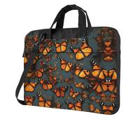 Heaps Of Orange Monarch - Bolsa para portátil con estampado de mariposas y correa acolchada para el hombro, simplifica tu día a día, ideal para viajes de negocios, Negro -, 14 inch