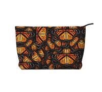 Heaps of Orange Monarch Butterflies - Bolsa de maquillaje de pana, organizador de viaje, neceser de aseo, Black, Talla única