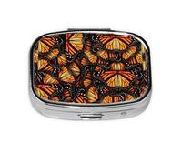 Heaps of Orange Monarch Butterflies - Pastillero cuadrado con 2 compartimentos, pastillero portátil para viajes en casa