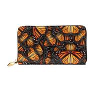 Heaps of Orange Monarch Butterflies Print - Cartera de piel para teléfono celular, tarjetas de crédito, billetera con cremallera, bolsillo con cremallera, color negro, talla única, Negro, One Size