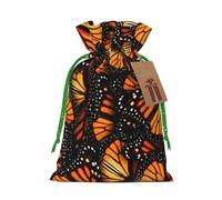 Heaps Of Orange Monarch Butterflies Print Christmas Drawstring Gift Bags Festive Sack Xmas Birthday Party Gift Packaging