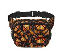 Heaps of Orange Monarch Butterflies - Riñonera cuadrada de doble capa con estampado de mariposas monarca, unisex, para viajes y entrenamiento, Negro -, Talla única