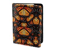 Heaps of Orange Monarch Butterflies - Soporte para pasaporte con estampado personalizado de piel de vacuno, funda para pasaporte de viaje, 5.5 pulgadas, Black, Talla única